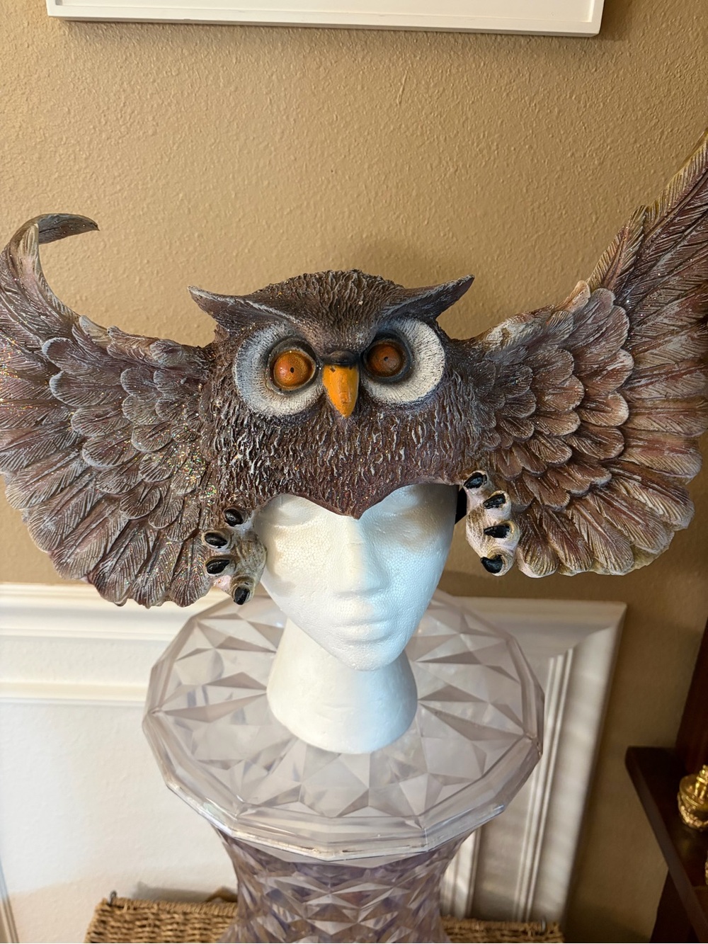 Vintage Owl Large Wing Span Headdress Hat Costume Cos Play Adult
